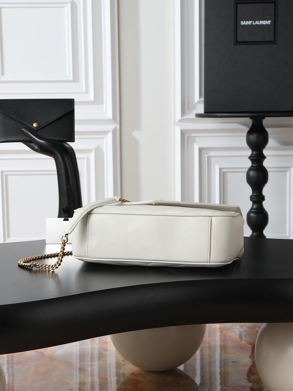 YSL “Luxe Ivory Quilted Chain Bag”