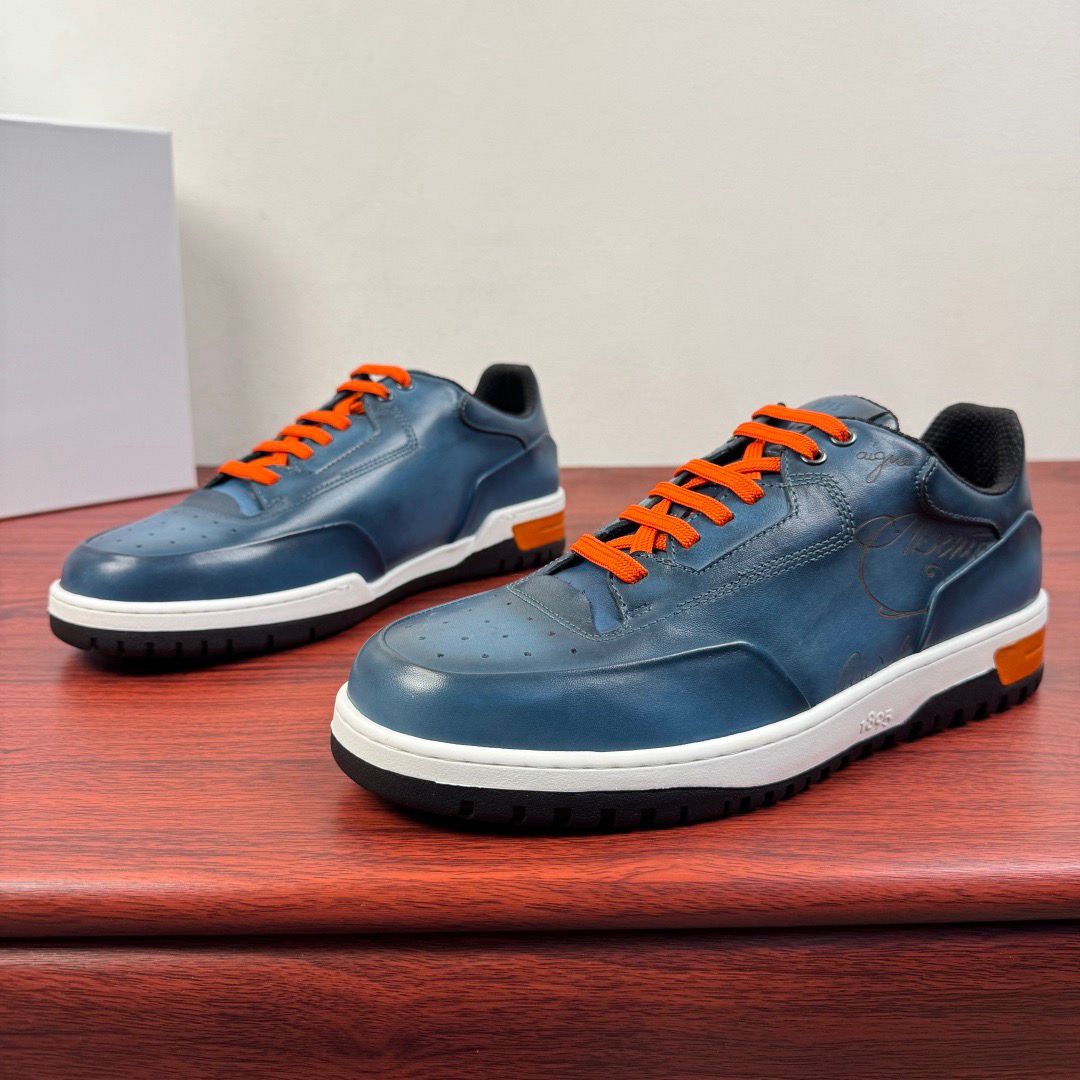 BERLUTI 👟 SHOES Urban Steel Orange Lace Sneakers