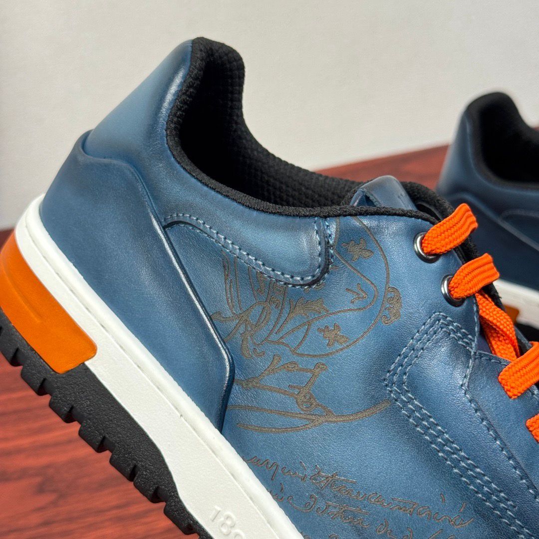 BERLUTI 👟 SHOES Urban Steel Orange Lace Sneakers