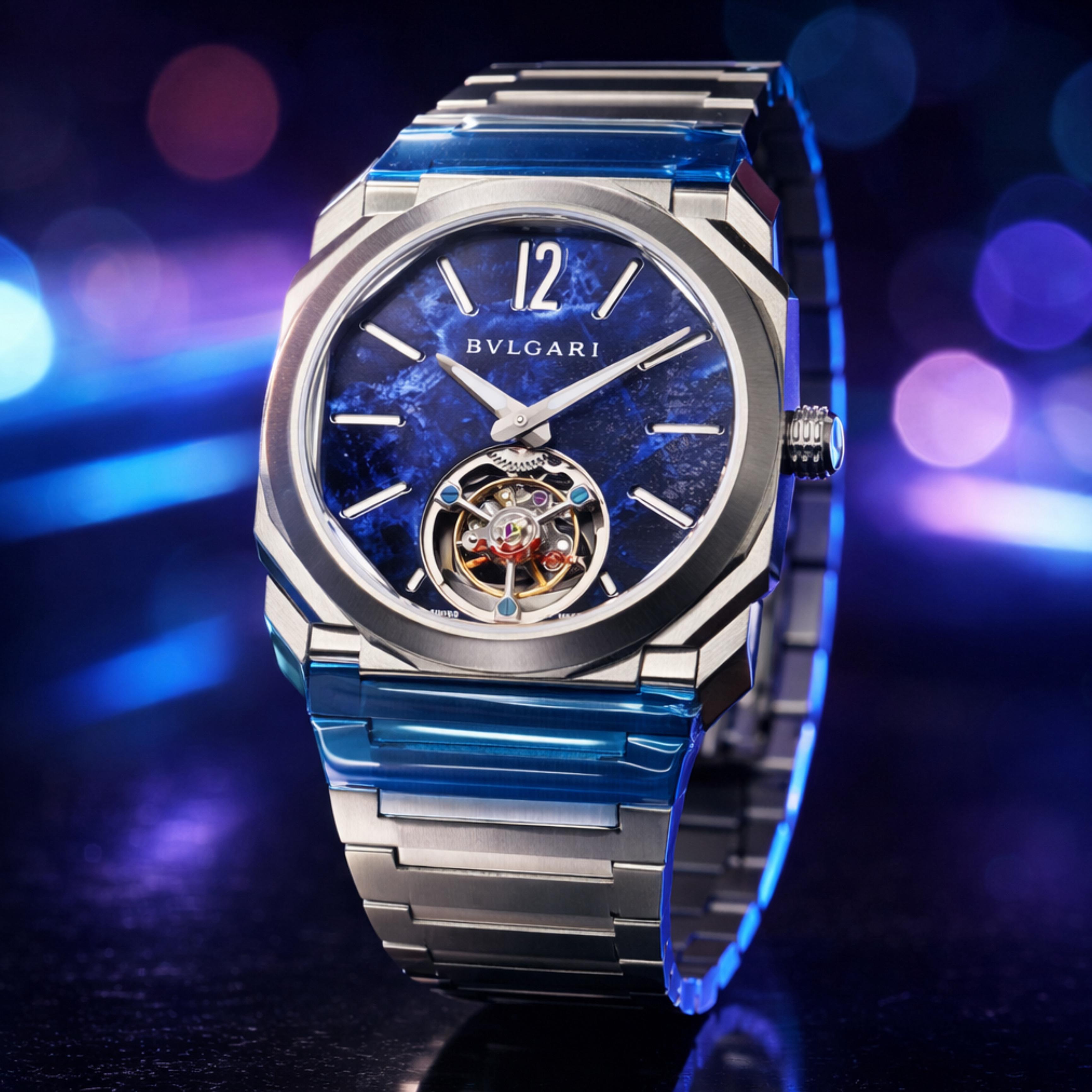 Royal Blue Tourbillon Steel Watch