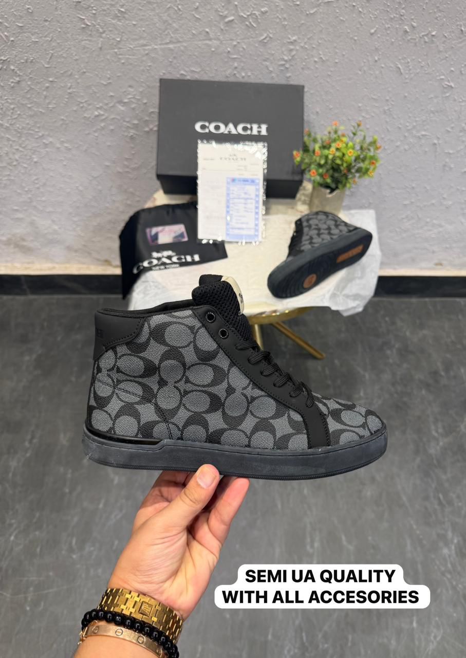 COACH-USA MID GREY WHITE TRAINERS